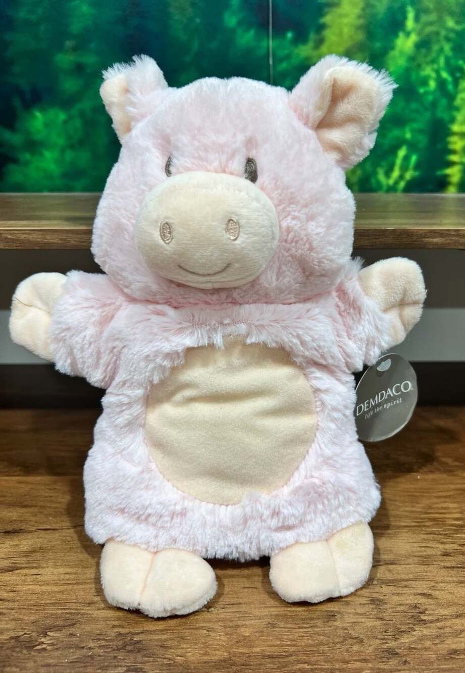 Demdaco Pink Pig Hand Puppet Plush Stuffed Animal